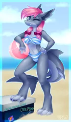 Size: 988x1706 | Tagged: safe, artist:sickly-sour, derpibooru import, oc, unofficial characters only, anthro, original species, shark, shark pony, bow, clothes, female, hair bow, image, jpeg, swimsuit