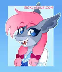 Size: 885x1016 | Tagged: safe, artist:sickly-sour, derpibooru import, oc, unofficial characters only, anthro, original species, shark, shark pony, bow, female, hair bow, image, jpeg, solo