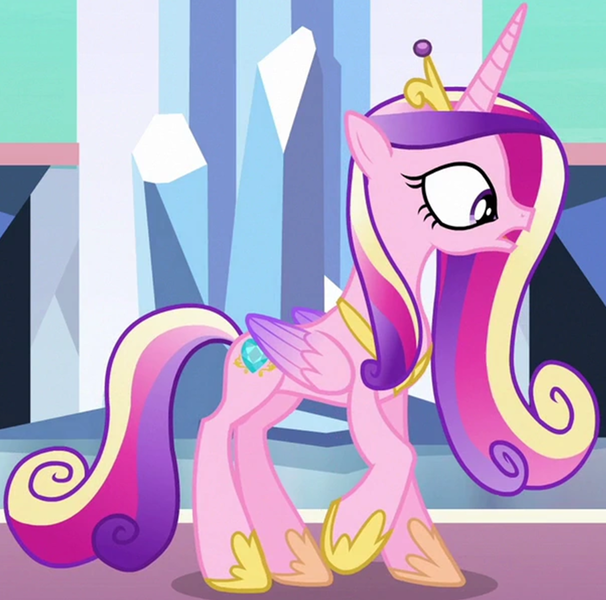 Size: 1100x1089 | Tagged: safe, derpibooru import, screencap, princess cadance, alicorn, pony, the times they are a changeling, cropped, female, hoof shoes, image, mare, open mouth, png, raised hoof, solo