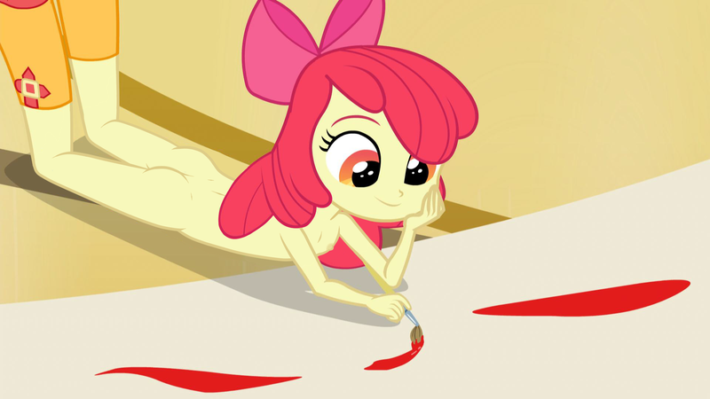 Size: 1920x1080 | Tagged: questionable, banned from derpibooru, edit, edited screencap, screencap, apple bloom, equestria girls, bloom butt, boots, butt, casual nudity, complete nudity, exhibitionism, female, image, lolicon, nipples, nude edit, nudity, paintbrush, png, shoes, solo, solo female, underage