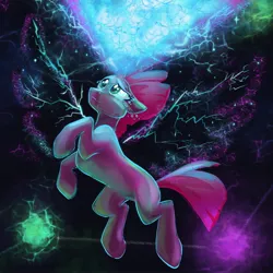 Size: 2048x2048 | Tagged: safe, artist:pfeffaroo, derpibooru import, tempest shadow, pony, unicorn, crying, fireworks, image, jpeg, lightning, magic, solo, tears of joy, teary eyes