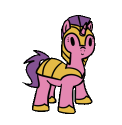 Size: 613x629 | Tagged: safe, artist:neuro, derpibooru import, oc, unofficial characters only, pony, unicorn, animated, armor, dancing, female, gif, gray background, guardsmare, helmet, hoof shoes, horn, image, mare, royal guard, simple background, smiling, solo, transparent background, unicorn oc