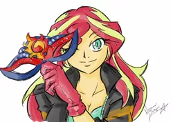 Size: 1024x727 | Tagged: safe, artist:nayaasebeleguii, deleted from derpibooru, derpibooru import, sunset shimmer, equestria girls, image, jpeg, mask, one eye closed, persona 5, phantom thieves, solo