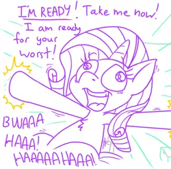 Size: 2435x2396 | Tagged: safe, artist:adorkabletwilightandfriends, derpibooru import, rarity, comic:adorkable twilight and friends, adorkable, cute, derp, dork, humor, image, insane laugh, laughing, losing it, nuts, patreon, png