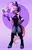 Size: 834x1309 | Tagged: safe, artist:sickly-sour, derpibooru import, oc, oc:starsworn, unofficial characters only, anthro, unguligrade anthro, bunny suit, card, clothes, female, fishnets, gradient background, image, jpeg, purple background, signature, simple background, solo