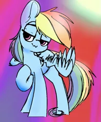 Size: 741x896 | Tagged: safe, artist:yoditax, color edit, derpibooru import, edit, editor:dashiswaifu69, rainbow dash, pegasus, pony, colored, cute, dashabetes, female, image, mare, png, simple background, smug, solo, wings