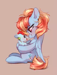 Size: 2205x2894 | Tagged: safe, artist:shore2020, derpibooru import, rainbow dash, windy whistles, pegasus, pony, baby, baby dash, baby pony, duo, duo female, female, filly, foal, image, mare, mother and child, mother and daughter, open mouth, png, simple background, smiling, younger