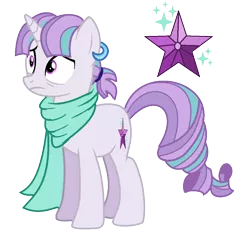 Size: 1080x996 | Tagged: safe, artist:venomous-cookietwt, derpibooru import, oc, pony, unicorn, clothes, female, image, magical lesbian spawn, mare, offspring, parent:rarity, parent:starlight glimmer, parents:starity, png, scarf, simple background, solo, transparent background