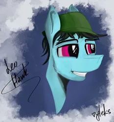 Size: 2800x3000 | Tagged: safe, artist:tyleks, derpibooru import, oc, oc:leohawk, unofficial characters only, pegasus, pony, bust, happy, happy birthday, image, jpeg, male, pegasus oc, portrait, present, smiling, wings