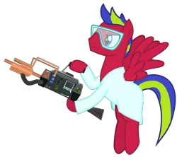 Size: 3600x3200 | Tagged: safe, artist:lightning_musicwave, derpibooru import, oc, oc:lightning musicwave, pegasus, pony, clothes, half-life, image, lab coat, png, tau cannon