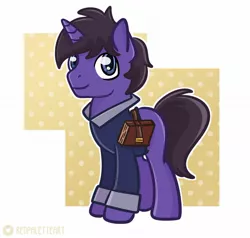 Size: 1400x1335 | Tagged: safe, artist:redpalette, derpibooru import, oc, pony, unicorn, abstract background, bag, book, commission, horn, image, jpeg, male, purple, saddle bag, stallion, unicorn oc