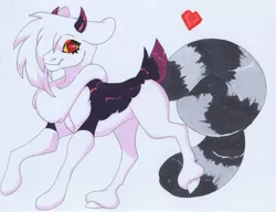 Size: 3871x2968 | Tagged: safe, artist:frozensoulpony, derpibooru import, oc, oc:chiaroscuro, hybrid, female, image, interspecies offspring, jpeg, offspring, parent:discord, parent:rarity, parents:raricord, solo, traditional art