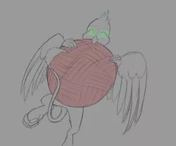Size: 2400x2000 | Tagged: safe, artist:somber, derpibooru import, greta, gryphon, cute, female, happy, image, png, solo, solo female, yarn, yarn ball