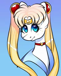 Size: 1080x1350 | Tagged: safe, artist:tessa_key_, derpibooru import, ponified, earth pony, pony, bust, choker, clothes, eyelashes, female, gradient background, image, jpeg, mare, sailor moon, sailor moon redraw meme, serena tsukino, solo