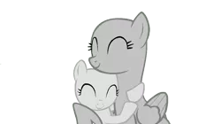 Size: 960x539 | Tagged: safe, artist:ivuiadopts, derpibooru import, oc, unofficial characters only, pegasus, pony, bald, base, duo, eyelashes, female, filly, hug, image, mare, pegasus oc, png, simple background, smiling, transparent background, wings