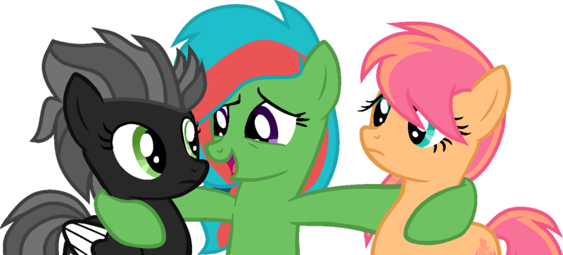 Size: 1536x697 | Tagged: safe, artist:pegasski, derpibooru import, oc, unofficial characters only, earth pony, pegasus, pony, base used, earth pony oc, eyelashes, female, frown, image, mare, pegasus oc, png, side hug, simple background, smiling, transparent background, two toned wings, wings