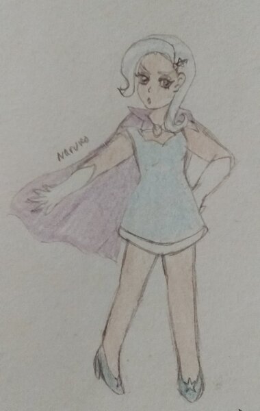 Size: 648x1024 | Tagged: safe, artist:wrath-marionphauna, derpibooru import, trixie, human, cape, clothes, humanized, image, jpeg, solo, traditional art, trixie's cape