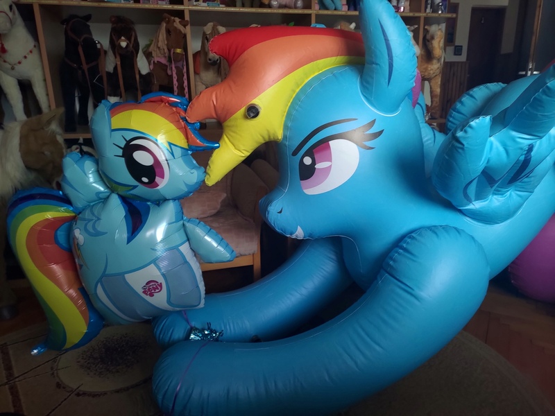 Size: 4000x3000 | Tagged: safe, artist:arniemkii, derpibooru import, rainbow dash, inflatable pony, pegasus, pony, balloon, bootleg, female, hongyi, image, inflatable, inflatable toy, jpeg, mare, my little pony, mylar balloon, photo