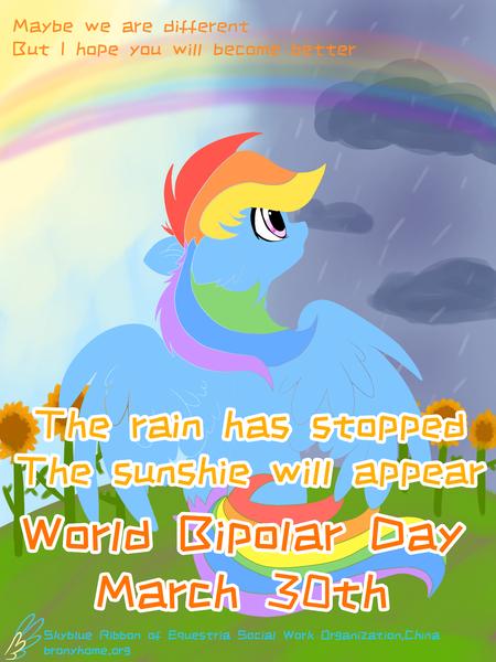 Size: 1500x2000 | Tagged: safe, artist:lrivulet, derpibooru import, rainbow dash, bipolar, depression, image, mental illness, png, psychology, rain, rainbow, sunny