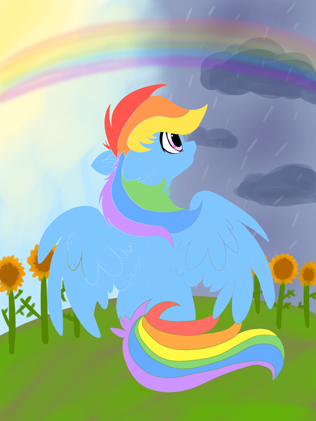 Size: 1500x2000 | Tagged: safe, artist:lrivulet, derpibooru import, rainbow dash, bipolar, depression, image, mental illness, png, psychology, rain, rainbow, sunny