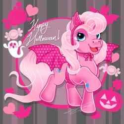 Size: 1000x1000 | Tagged: safe, artist:celebrationcastle, derpibooru import, pinkie pie (g3), clothes, costume, cute, g3, g3betes, halloween, halloween costume, holiday, image, open mouth, png, raised hoof, solo