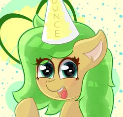Size: 4200x4000 | Tagged: safe, artist:pinka78, derpibooru import, oc, oc:muddy, unofficial characters only, pony, dunce hat, hat, image, jpeg