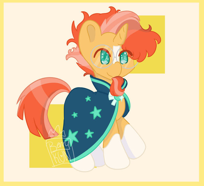 Size: 1280x1164 | Tagged: safe, artist:verryberrymochi, derpibooru import, sunburst, pony, unicorn, cloak, clothes, cute, facial hair, glasses, goatee, image, jpeg, male, smiling, solo, stallion, sunbetes, sunburst's cloak