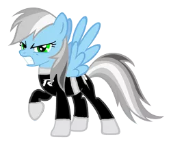 Size: 2253x1919 | Tagged: safe, artist:kayman13, derpibooru import, rainbow dash, pegasus, pony, angry, clothes, costume, danny phantom, female, image, jumpsuit, looking at you, mare, png, simple background, solo, transparent background, vector