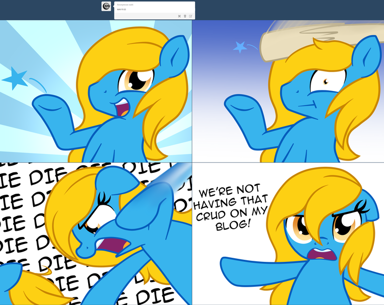 Size: 2562x2038 | Tagged: safe, artist:furrgroup, derpibooru import, oc, oc:internet explorer, pony, ask internet explorer, browser ponies, image, internet explorer, png, rule 63, self ponidox