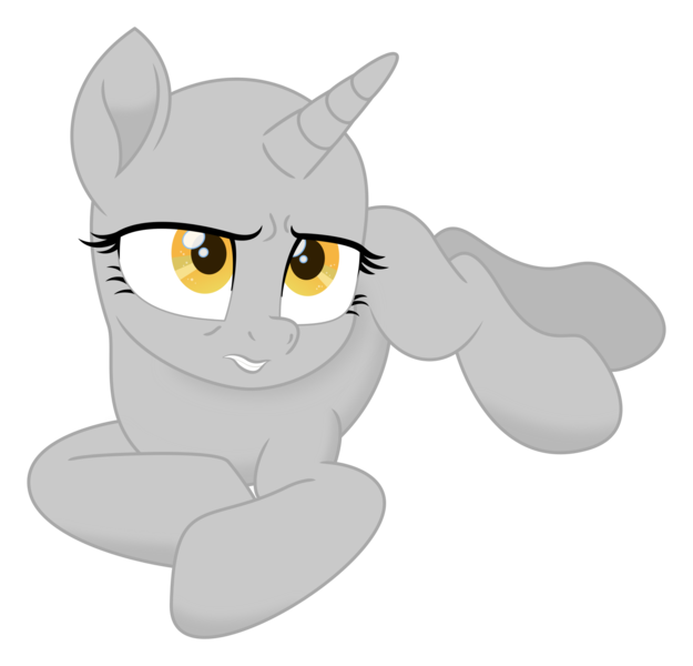 Size: 1942x1865 | Tagged: safe, artist:aeonkrow, derpibooru import, oc, unofficial characters only, pony, unicorn, bald, base, eyelashes, horn, image, looking up, lying down, png, prone, simple background, solo, transparent background, unicorn oc