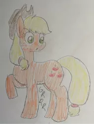 Size: 750x988 | Tagged: safe, artist:powerpup97, derpibooru import, applejack, earth pony, hunger, hungry, image, jpeg, sketch, solo, starving, stomach growl, stomach noise, traditional art