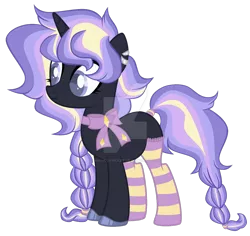 Size: 1280x1206 | Tagged: safe, artist:magicdarkart, derpibooru import, pony, unicorn, clothes, deviantart watermark, female, image, mare, obtrusive watermark, png, simple background, socks, solo, striped socks, transparent background, watermark