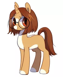 Size: 864x1057 | Tagged: safe, artist:cherrnichka, derpibooru import, oc, unofficial characters only, pony, unicorn, glasses, image, pale belly, png, round glasses, simple background, solo, white background