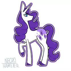 Size: 1280x1280 | Tagged: safe, artist:necro-hamster, derpibooru import, part of a set, rarity, pony, unicorn, female, image, looking back, mare, one hoof raised, outline, png, redesign, simple background, solo, white background