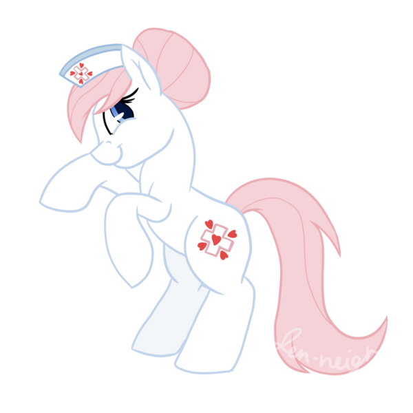 Size: 1024x1024 | Tagged: safe, alternate version, artist:jen-neigh, derpibooru import, nurse redheart, earth pony, pony, a flurry of emotions, bipedal, female, hat, image, looking at you, new cutie mark, png, rearing, simple background, solo, transparent background, vector