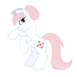 Size: 1024x1024 | Tagged: safe, alternate version, artist:jen-neigh, derpibooru import, nurse redheart, earth pony, pony, a flurry of emotions, bipedal, female, hat, image, looking at you, new cutie mark, png, rearing, simple background, solo, transparent background, vector