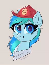 Size: 1165x1531 | Tagged: safe, artist:confetticakez, derpibooru import, oc, unofficial characters only, pony, bust, firefighter, firefighter helmet, hat, helmet, image, jpeg, looking at you, smiling