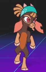 Size: 746x1150 | Tagged: safe, derpibooru import, goat, them's fightin' herds, animated, bandana, bipedal, cloven hooves, community related, cute, dancing, female, gif, horns, image, pirate, shanty (tfh), taunt, taunting