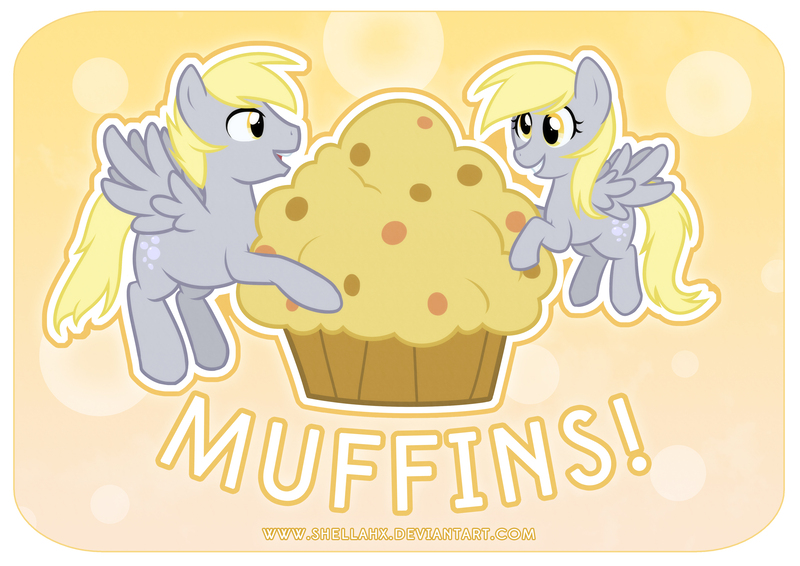 Size: 4427x3132 | Tagged: safe, artist:shellah, derpy hooves, pegasus, pony, abstract background, dopey hooves, food, jpeg, muffin, rule 63, self ponidox