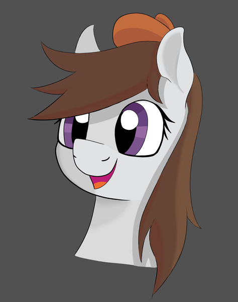Size: 1352x1710 | Tagged: safe, artist:sefastpone, oc, oc:ausdruck, earth pony, pony, /mlp/, beret, gray background, hat, png, simple background, smiling, solo