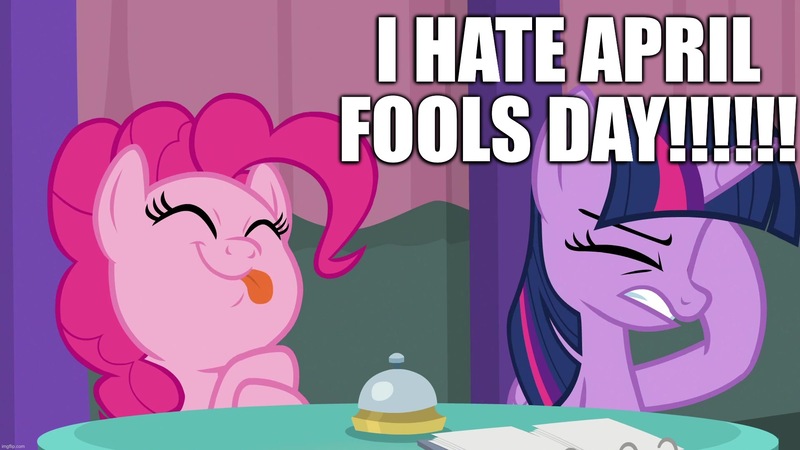 Size: 1920x1080 | Tagged: safe, derpibooru import, edit, edited screencap, screencap, pinkie pie, twilight sparkle, twilight sparkle (alicorn), alicorn, earth pony, april fools, caption, facehoof, image, image macro, jpeg, text, tongue out