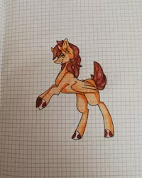 Size: 1080x1350 | Tagged: safe, artist:tessa_key_, derpibooru import, oc, unofficial characters only, pegasus, pony, colored hooves, eyelashes, female, graph paper, image, jpeg, mare, pegasus oc, rearing, smiling, solo, traditional art, wings