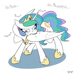 Size: 2000x2000 | Tagged: safe, artist:skoon, derpibooru import, princess celestia, alicorn, female, grooming, image, majestic as fuck, png, preening, simple background, sketch, solo, white background