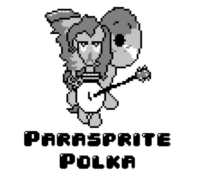 Size: 809x717 | Tagged: safe, derpibooru import, pinkie pie, earth pony, pony, swarm of the century, 8-bit, accordion, banjo, grayscale, harmonica, image, monochrome, musical instrument, one man band, parasprite polka, png, polka, tuba, unamused