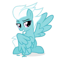 Size: 1800x1800 | Tagged: safe, alternate version, artist:the smiling pony, derpibooru import, fleetfoot, pegasus, pony, .svg available, bedroom eyes, feather, grin, grooming, image, lidded eyes, looking at you, png, preening, smiling, solo, spread wings, vector, wings