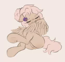 Size: 3011x2897 | Tagged: safe, artist:maxisb8, derpibooru import, oc, oc:mary jane, unofficial characters only, pegasus, pony, female, flower, flower in hair, grooming, image, mare, png, preening, sitting, solo