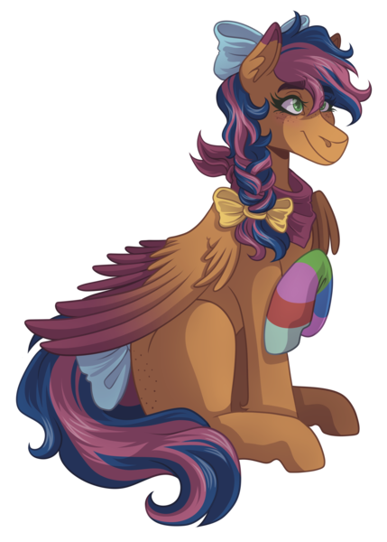 Size: 2500x3500 | Tagged: safe, artist:kikirdcz, derpibooru import, oc, oc:solar comet, pegasus, pony, bow, female, hair bow, image, mare, png, simple background, sock, solo, tail bow, transparent background