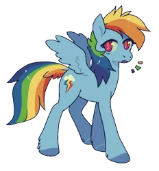 Size: 640x690 | Tagged: safe, artist:heartcade, derpibooru import, rainbow dash, pegasus, pony, colored hooves, colored pupils, dock, female, image, leg fluff, mare, open mouth, png, simple background, solo, spread wings, transparent background, wings