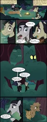 Size: 1280x3258 | Tagged: safe, artist:mr100dragon100, derpibooru import, oc, oc:thomas the wolfpony, bat pony, pegasus, vampire, vampony, wolf, wolf pony, comic:a king's journey home, dark forest au's dracula, dark forest au's phantom of the opera (erik), forest, glowing eyes, image, jpeg, night, tree, waggon