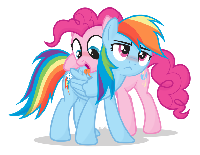 Size: 2000x1552 | Tagged: safe, artist:le-23, derpibooru import, pinkie pie, rainbow dash, grooming, high res, image, lewd, licking, png, preenhub, preening, simple background, tongue out, transparent background